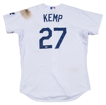 2014 Matt Kemp Game Used Los Angeles Dodgers Home Jersey Used on 4/6/2014 For Career Home Runs #158 & 159 (MLB Authenticated)